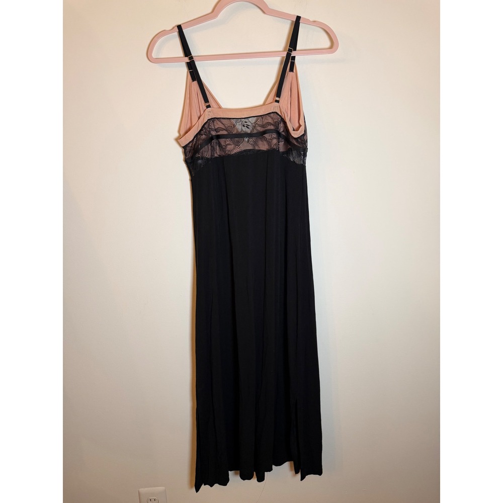 Soma Cool Nights Nightgown and Robe Set Black Pink Lace Trim Medium 2 Piece Set - Picture 3 of 15
